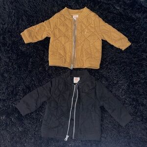 Wonder Nation Kids Quilted Jackets - Tan and Black